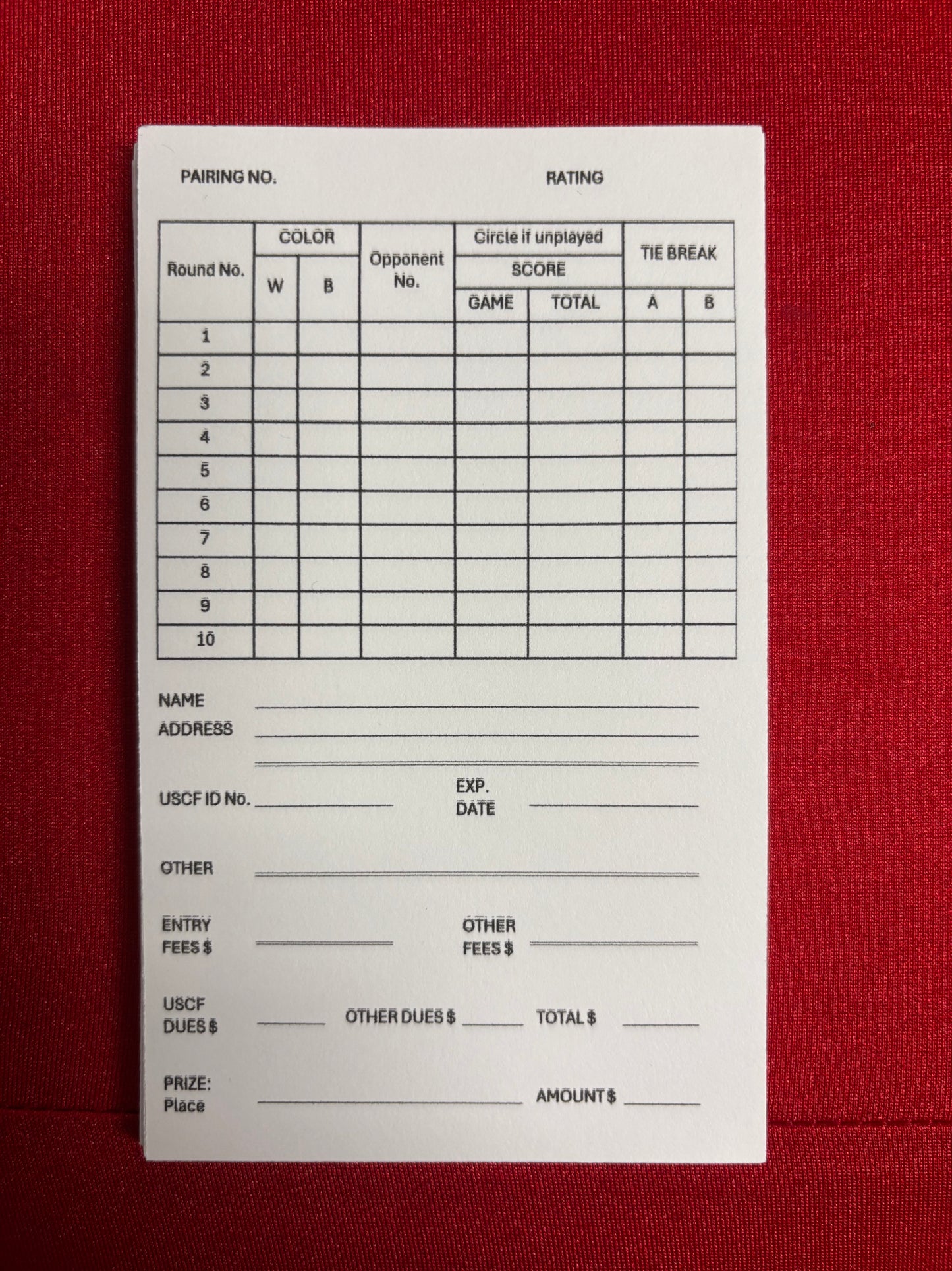 Tournament Pairing Cards